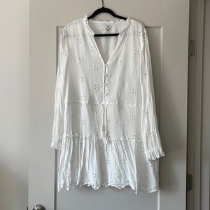 River island white embroidery tie waist dress